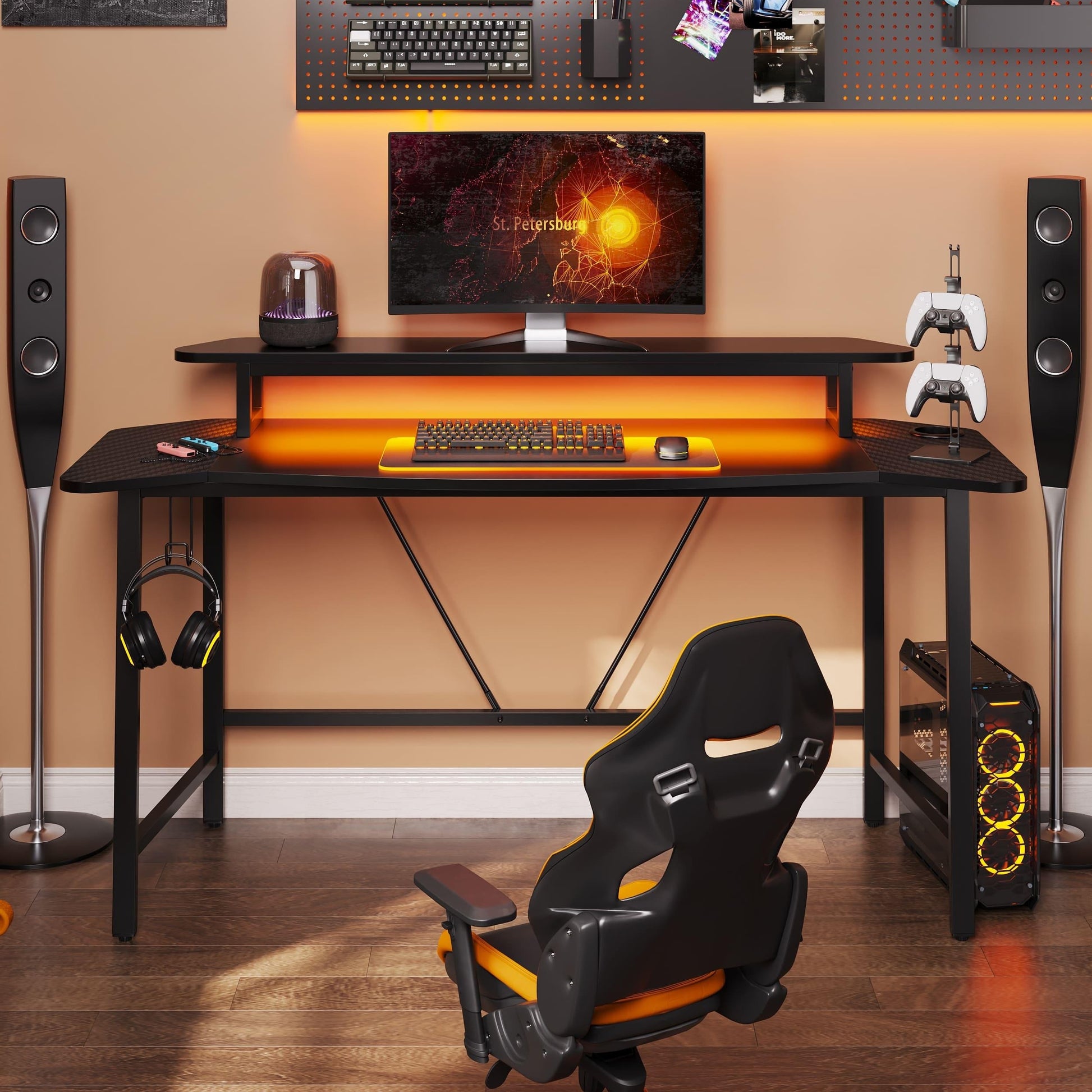 63 Inch Gaming Desk, For Home And Office, Black - Cyber Setups -