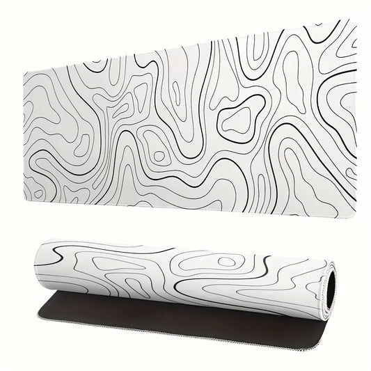 Large White Abstract Terrain Mouse Pad - Cyber Setups -