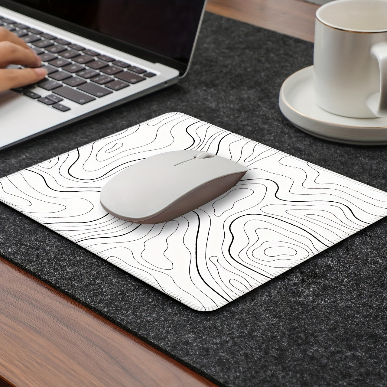 Black and white terrain line large mouse pad - Cyber Setups -