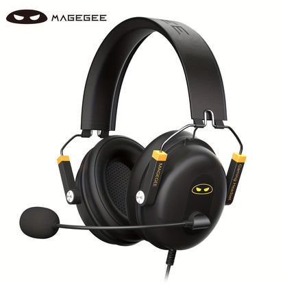 Magegee Over-Ear Wired Gaming Headset with Microphone - Cyber Setups - Black Yellow 7.1(Dual)