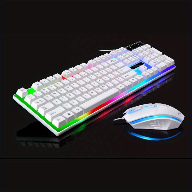 Wired Keyboard And Mouse Combo - Cyber Setups - white