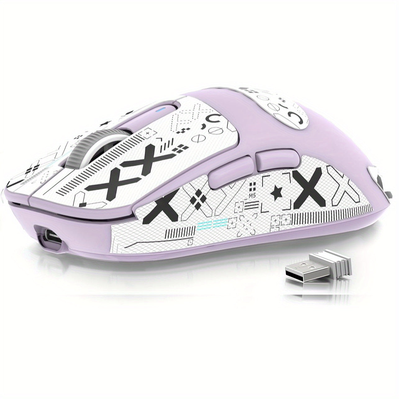 ATTACK SHARK X3 Superlight Wireless Gaming Mouse – 49g, White - Cyber Setups - Purple with Tape