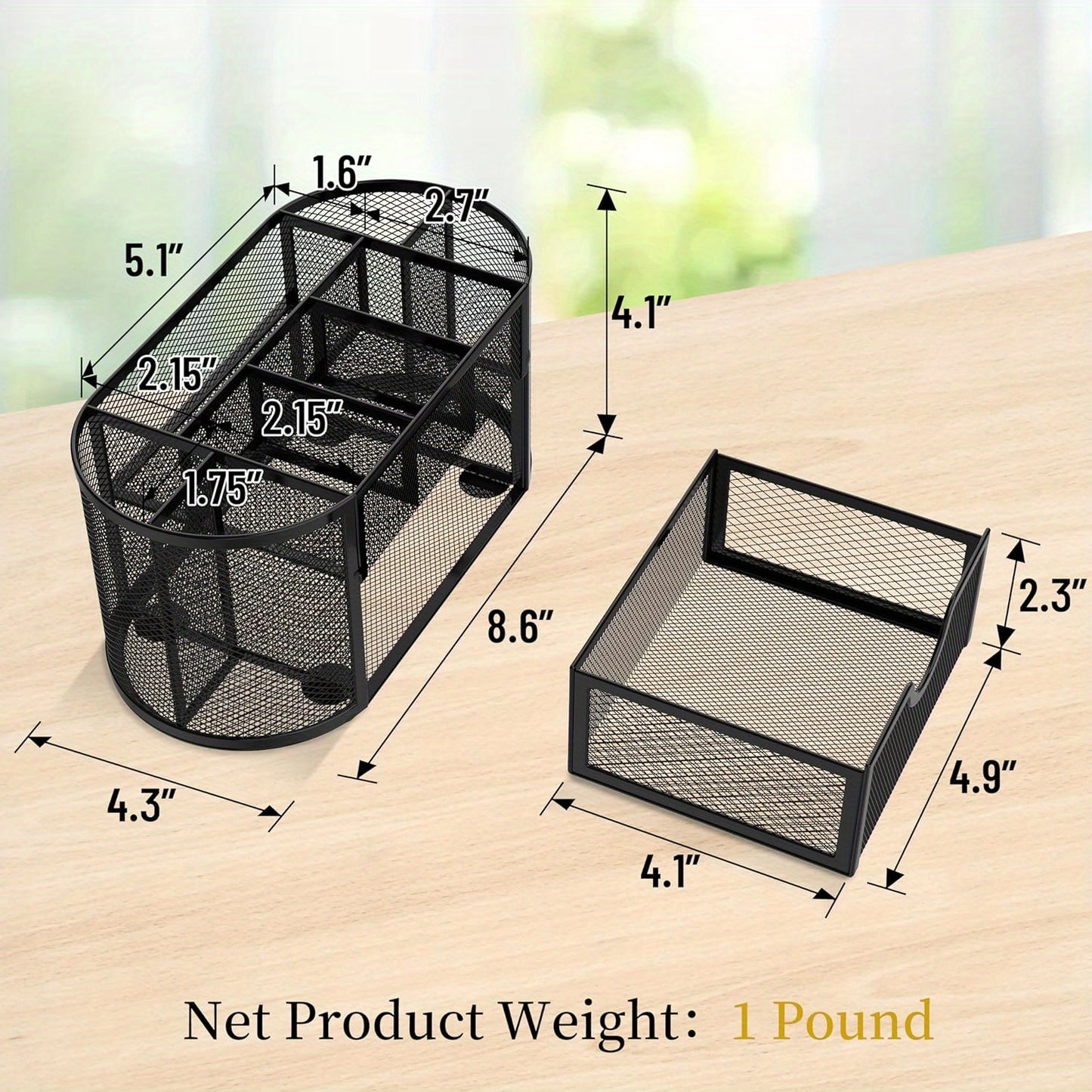 JMHUD Mesh Desk Organizer, 9 Compartments, 8.6 x 4.3 x 4.1 Inch - Cyber Setups -