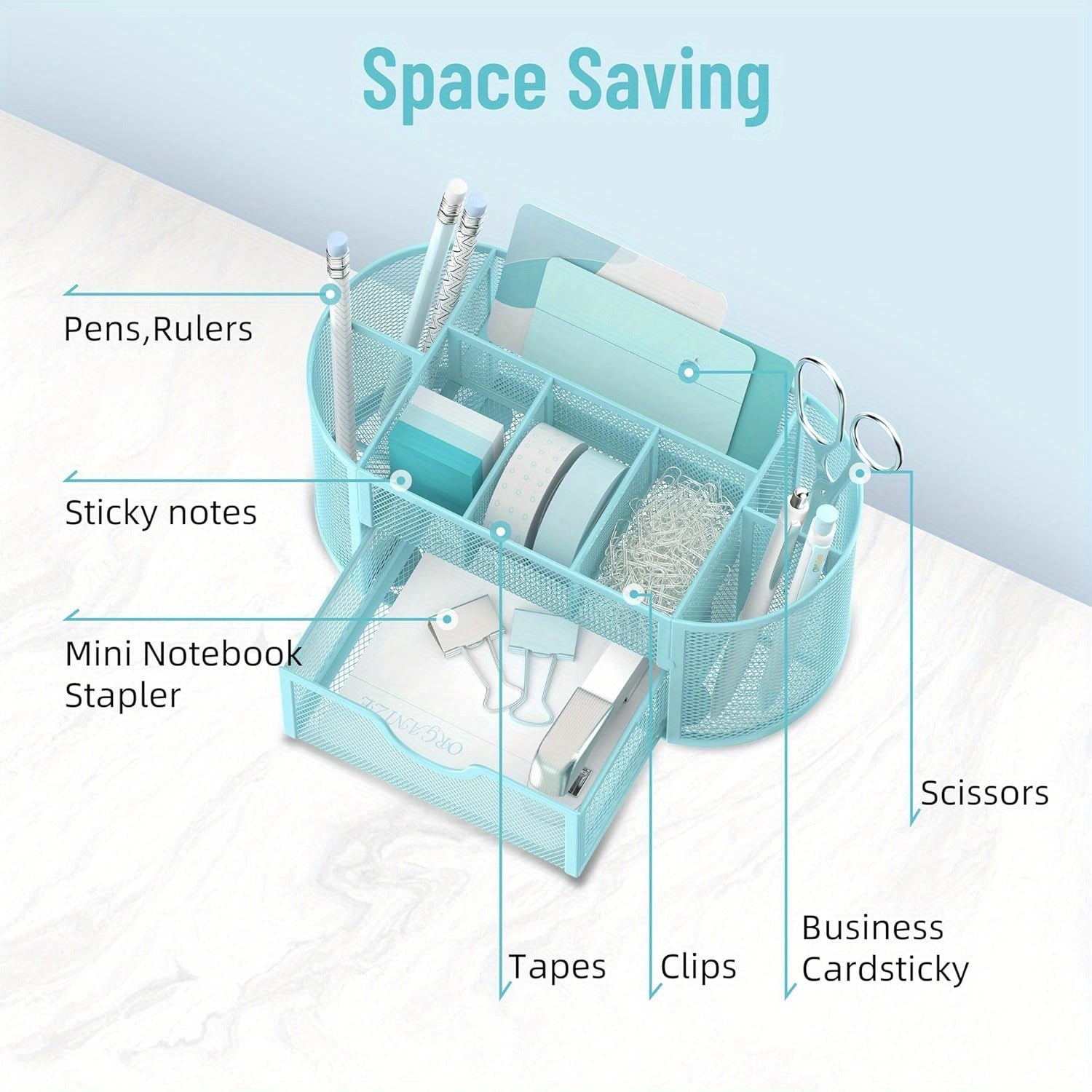 JMHUD Mesh Desk Organizer, 9 Compartments, 8.6 x 4.3 x 4.1 Inch - Cyber Setups -