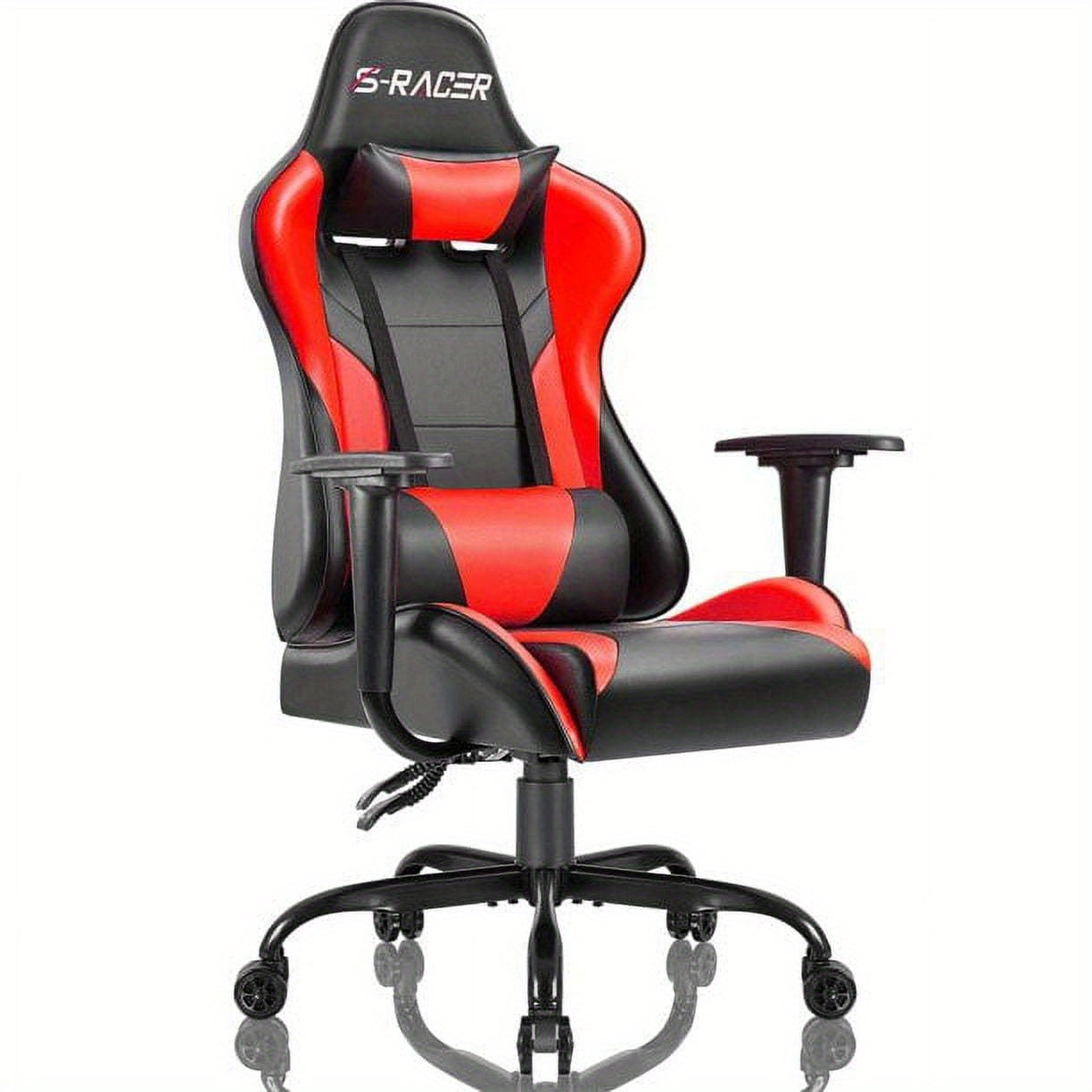 High Back Racing Gaming Chair with Adjustable Seat, Headrest, and Swivel Function - Cyber Setups - Red