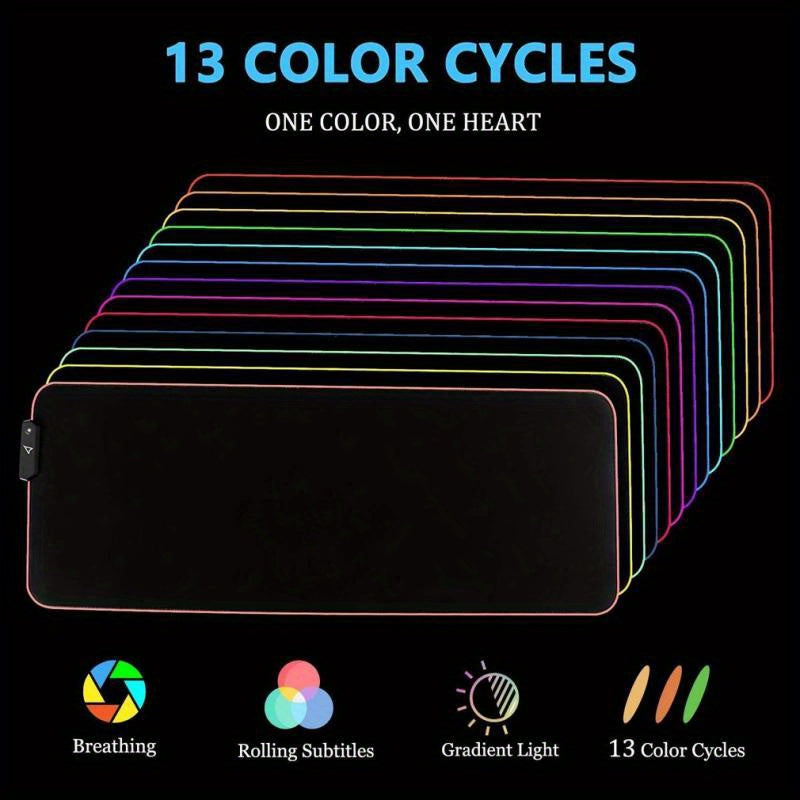 RGB Gaming Mouse Pad - 13 Expansion Modes, Soft and Non-slip Design - Cyber Setups - black_1721034762