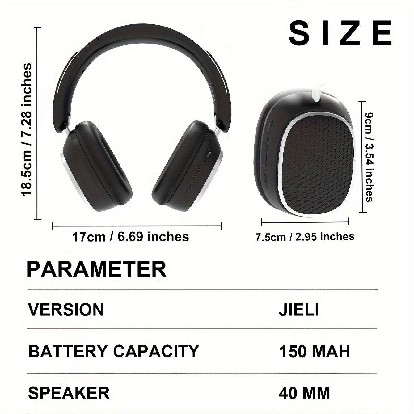 ANC On-Ear Wireless Headphones with Mic – Low Latency, Deep Bass, 60H Standby, USB-C Charging - Cyber Setups - Black