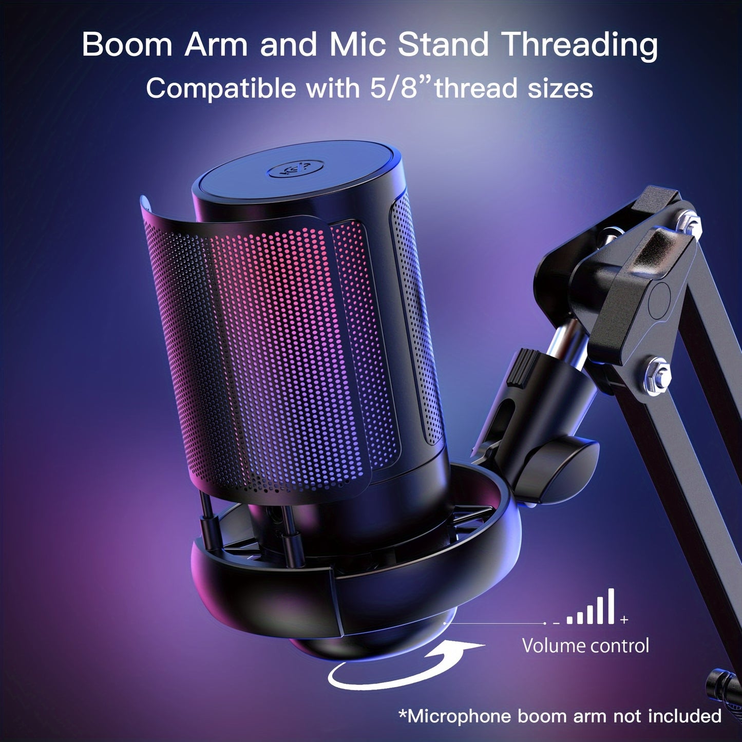 Game USB Microphone, RGB Condenser Microphone With Tripod - Cyber Setups -