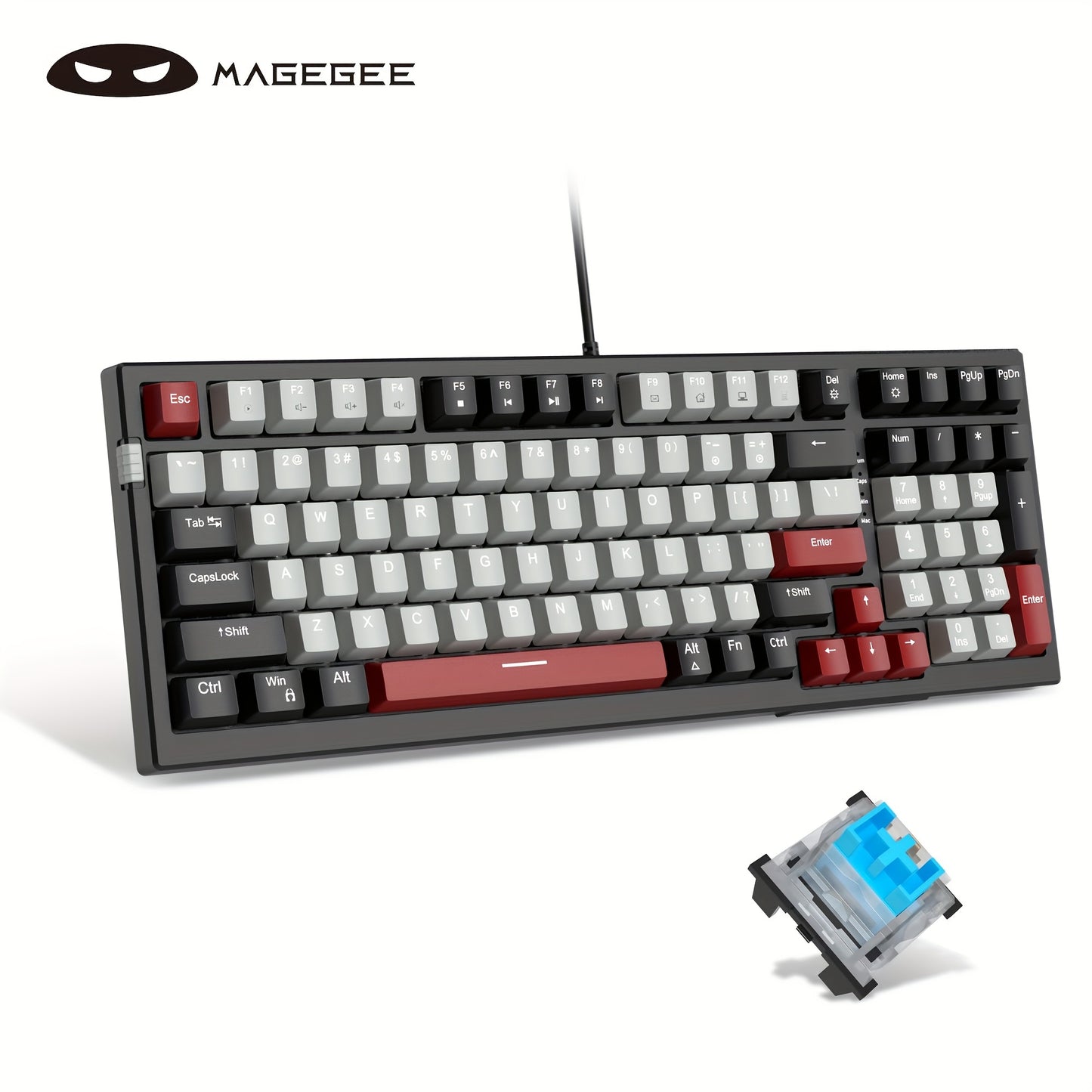 MageGee Sky98 Compact 80% Mechanical Gaming Keyboard - Black & Grey - Cyber Setups - BlackGrey