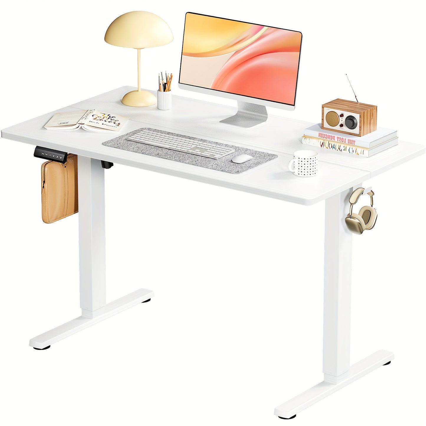 OLIXIS Electric Standing Desk – Height Adjustable Motorized Workstation (Available in 4 Sizes) - Cyber Setups - White / 40x24