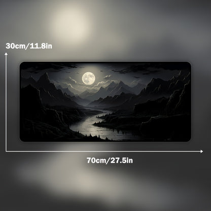 Full Moon River Scene Gaming Mouse Pad – Large, Non-Slip Mat - Cyber Setups - 30cm/11.8in*70cm/27.5in