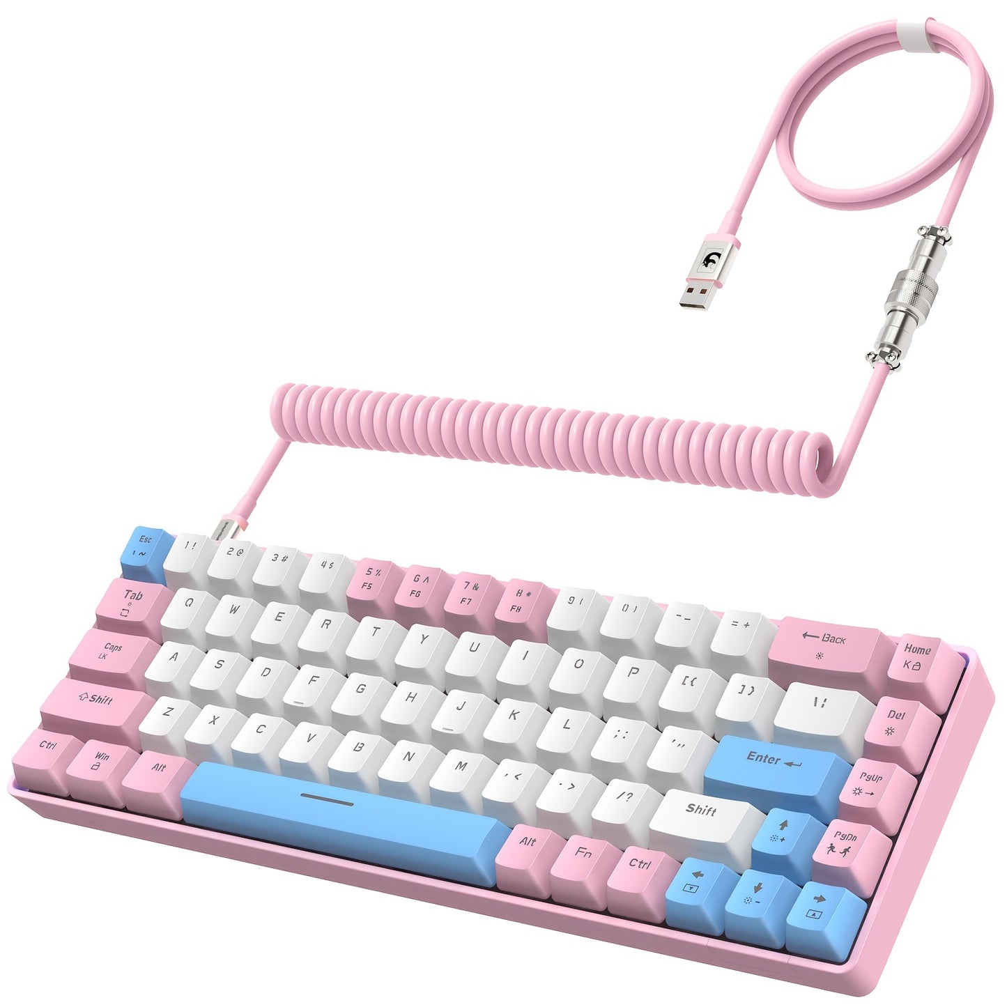 RK-T8 Wired 65% Mechanical Gaming Keyboard - Cyber Setups - Pink White Blue