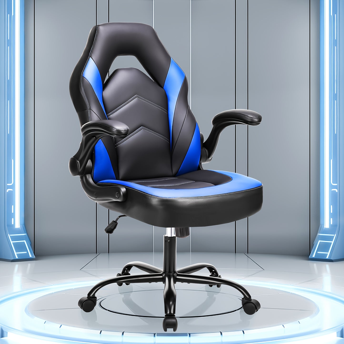 DUMOS Height Adjustable Ergonomic Gaming Chair with Lumbar Support - Cyber Setups - Gray