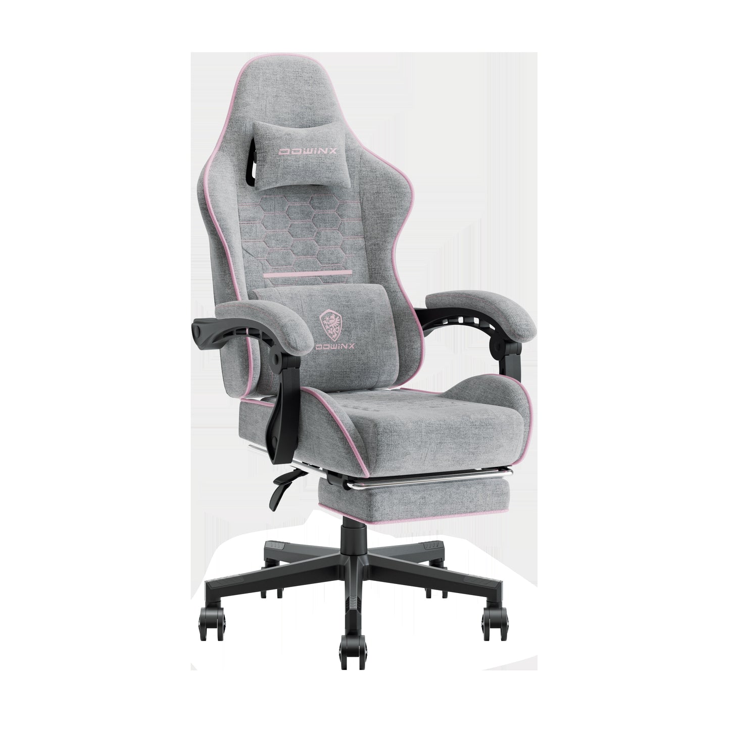 Gaming Chair Fabric with Pocket Spring Cushion, Massage Game Chair Cloth with Headrest - Cyber Setups - pink