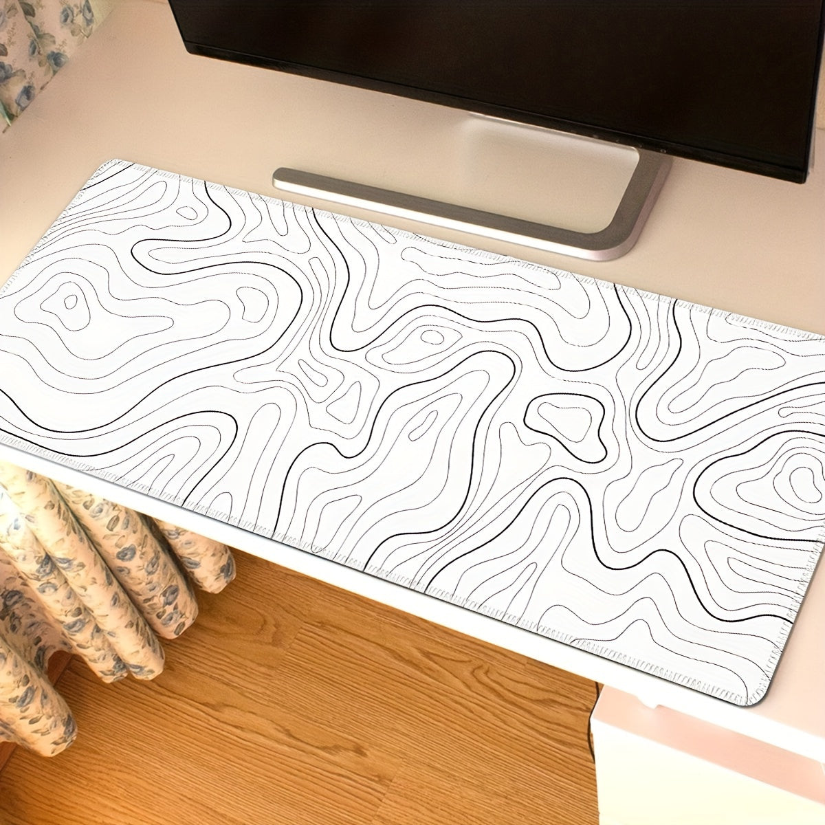 Black and white terrain line large mouse pad - Cyber Setups -