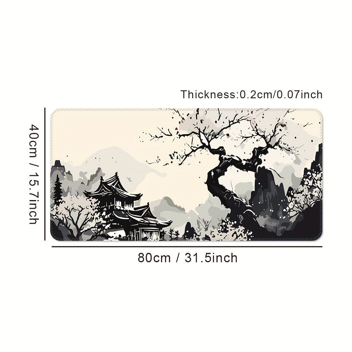 Ink Tree Landscape Extra Large Extended Thick Mouse Pad - Cyber Setups - 31.5*15.7inches(800x400x2mm)