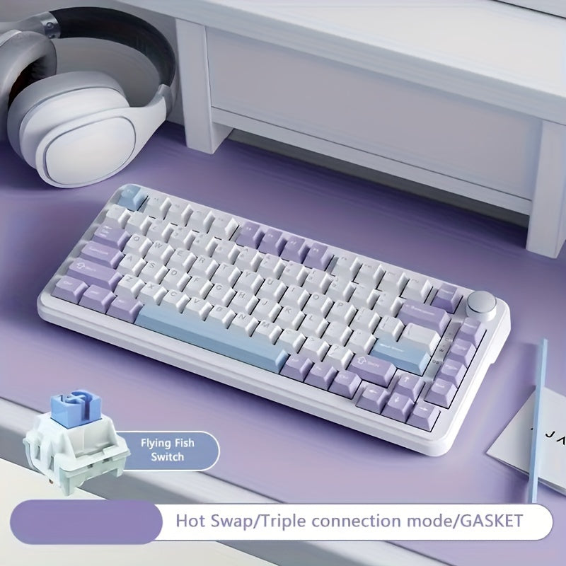 AJAZZ AK820 MAX Wireless Mechanical Keyboard - Cyber Setups - Purple Flying Fish switch