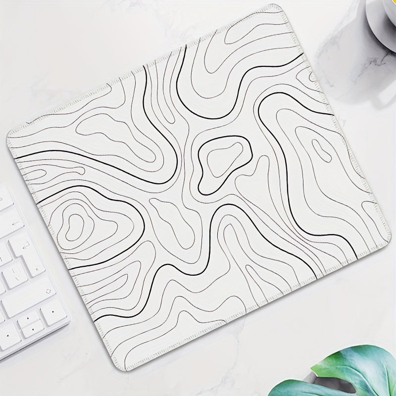 Large White Abstract Terrain Mouse Pad - Cyber Setups - 26*21cm/10.3*8.3inch