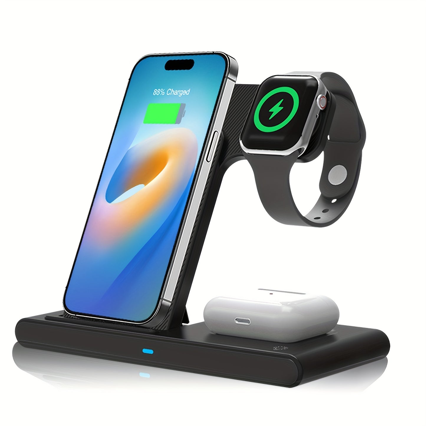 Portable 3 In 1 Fast Wireless Charger, Foldable Wireless Charging Station Suitable For Multiple Apple Accessories - Cyber Setups -