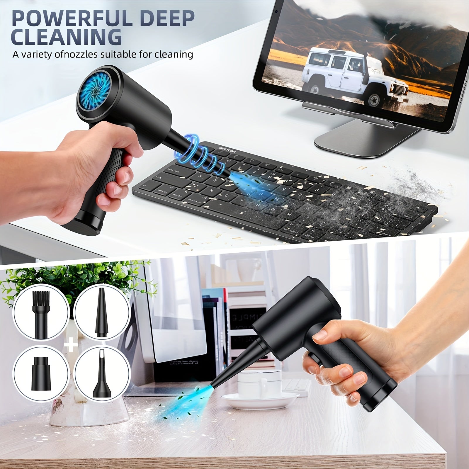 Compressed Air Duster, Air Duster Portable Air Blower With LED Light - Cyber Setups -