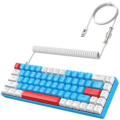 RK-T8 Wired 65% Mechanical Gaming Keyboard - Cyber Setups - White Blue Red