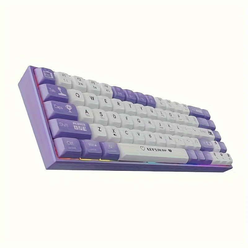 Ajazz AK680 Wired Game Mechanical Keyboard - Cyber Setups - Green Axis / Purple And White