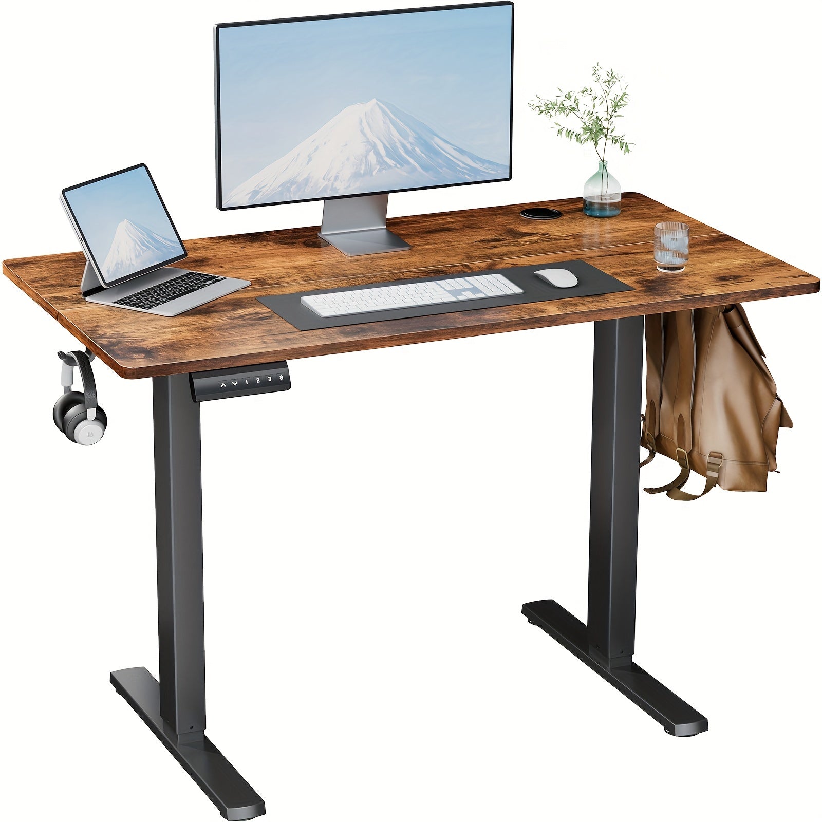 OLIXIS Electric Standing Desk – Height Adjustable Motorized Workstation (Available in 4 Sizes) - Cyber Setups - Black / 40x24