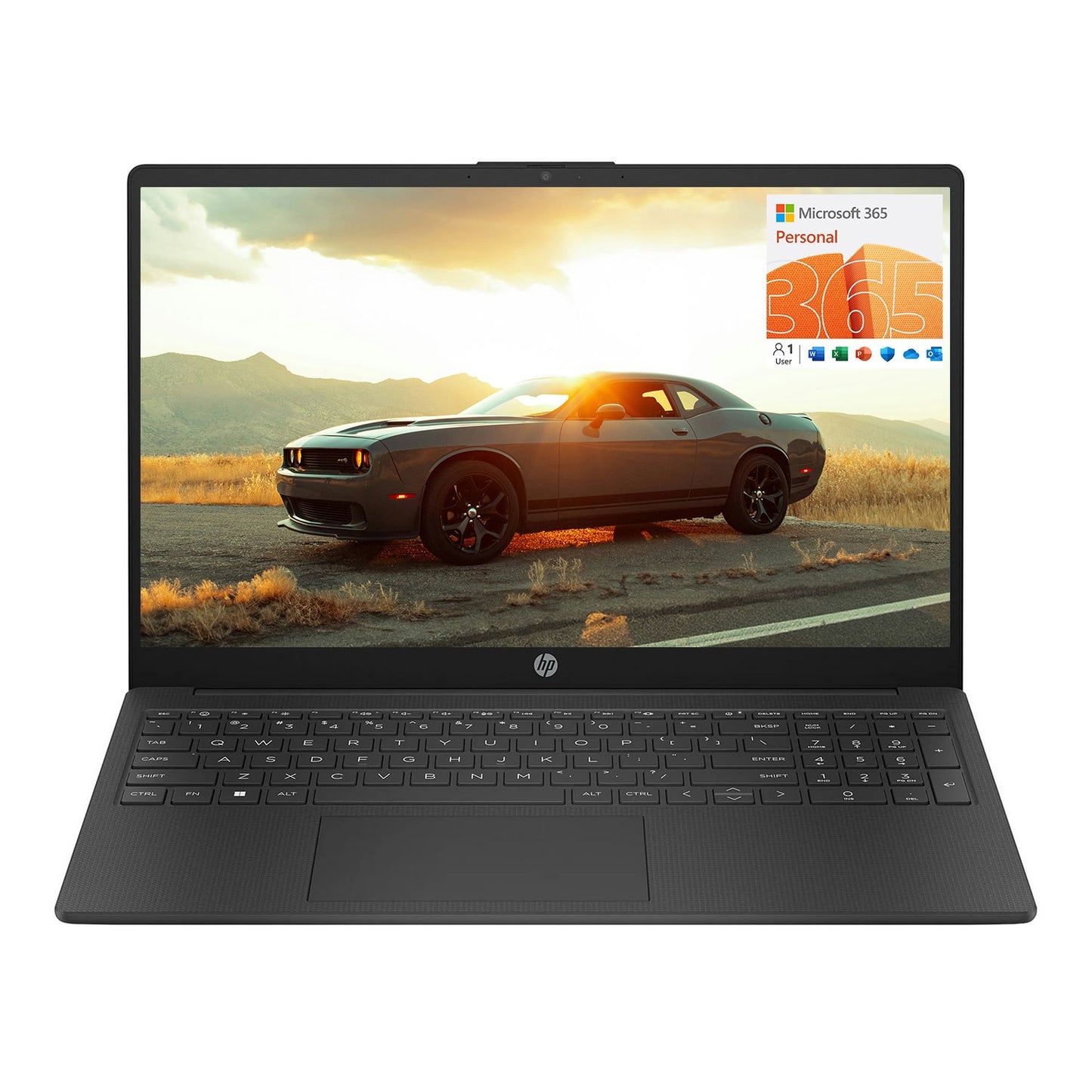 HP 15.6" Portable Laptop HD Display, Intel Quad-Core N200 Processor, 8GB RAM, 128GB Storage, Black - Cyber Setups - 8GB RAM - 128GB eMMC