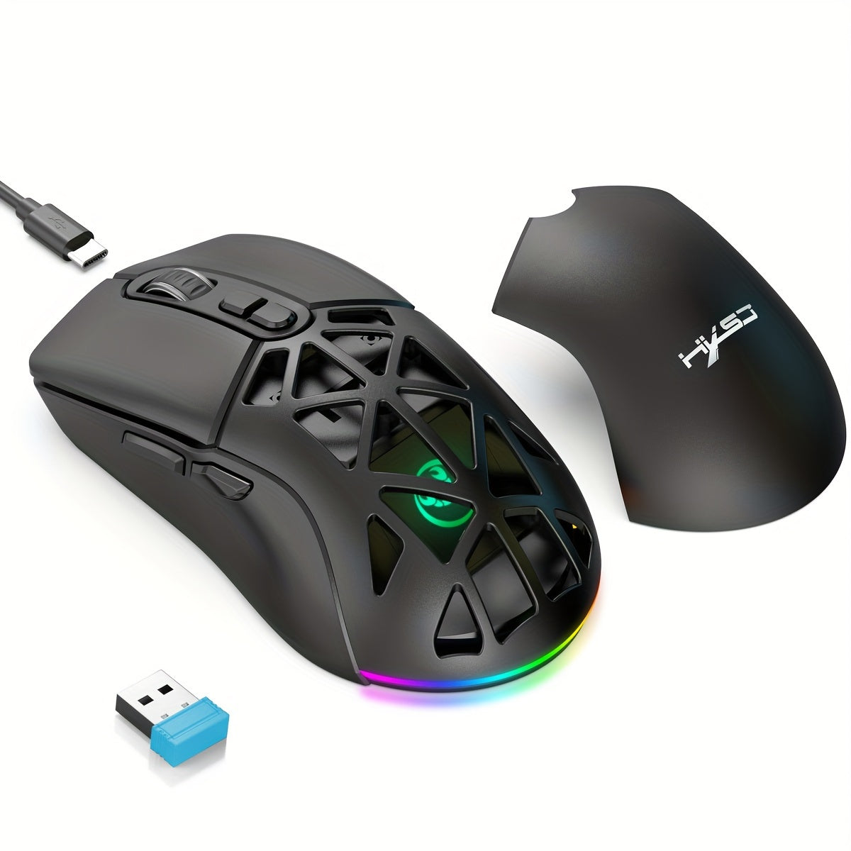 New Dual-mode Wireless Mouse With Replaceable Magnetic Cover - Cyber Setups - Black