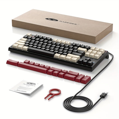 MageGee 75% Mechanical Gaming Keyboard - Compact TKL Wired, Blue Switches - Cyber Setups - RetroWhite Black(Red Swtich)