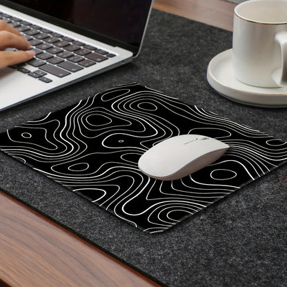 Black and white terrain line large mouse pad - Cyber Setups - Black / 25.8*21cm/10.24*8.27inch