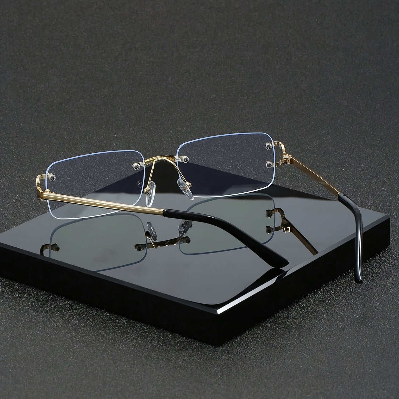 Unisex Fashion Rimless Rectangular Blue Light Blocking Glasses - Cyber Setups -