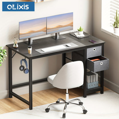 OLIXIS 40-Inch Modern Computer Desk with Storage Drawers - Cyber Setups - Black