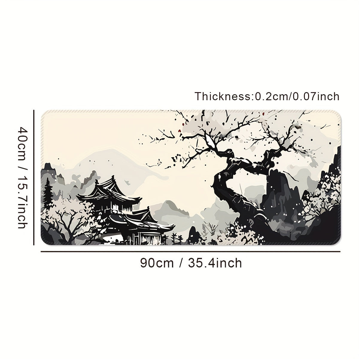 Ink Tree Landscape Extra Large Extended Thick Mouse Pad - Cyber Setups - 35.4*15.7inches(900x400x2mm)