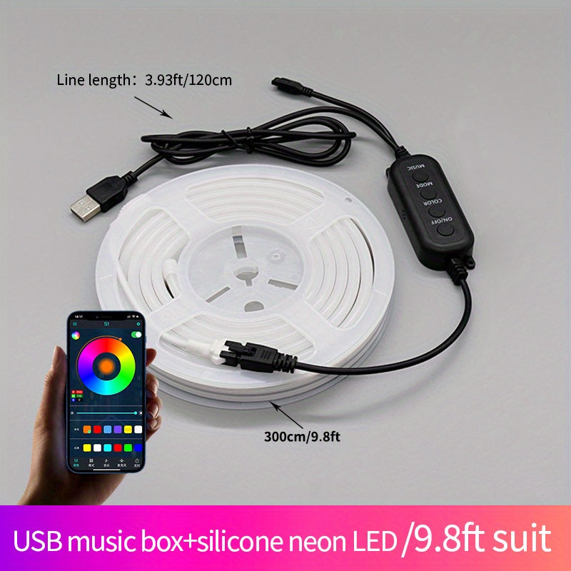 9.8ft Desktop Background Ambient Light, Streamer Neon RGB Light With TV Led Backlight - Cyber Setups - USB 9.8ft RGBIC Neon Strip