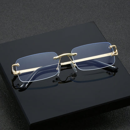 Unisex Fashion Rimless Rectangular Blue Light Blocking Glasses - Cyber Setups -