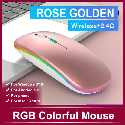 Rechargeable Wireless Computer Mouse - Cyber Setups - Rose Golden