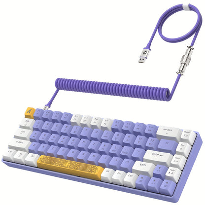 RK-T8 Wired 65% Mechanical Gaming Keyboard - Cyber Setups - White Purple