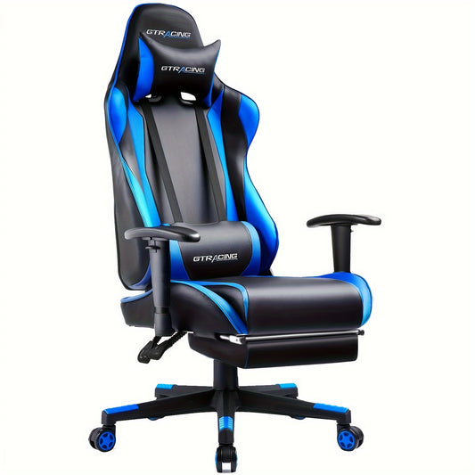 GTRACING Racing Style Ergonomic Gaming Chair with Reclining Function - Cyber Setups - Blue