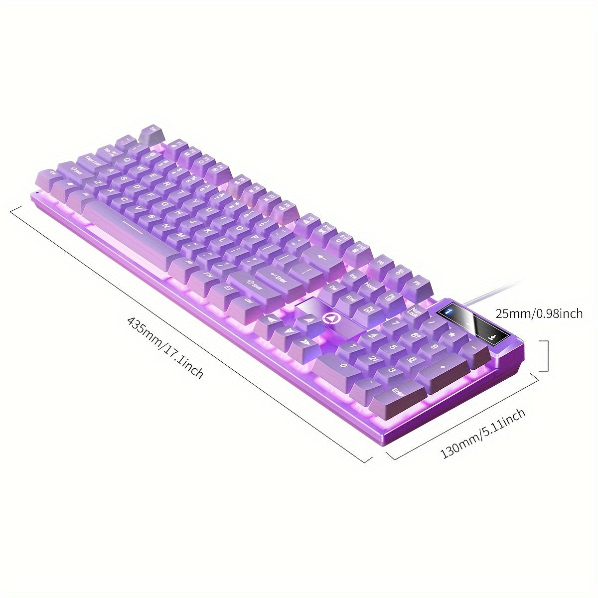 YINDIAO Wired Gaming Keyboard - Vibrant RGB Lighting with Liquid Silicone Bottom - Cyber Setups - Purple