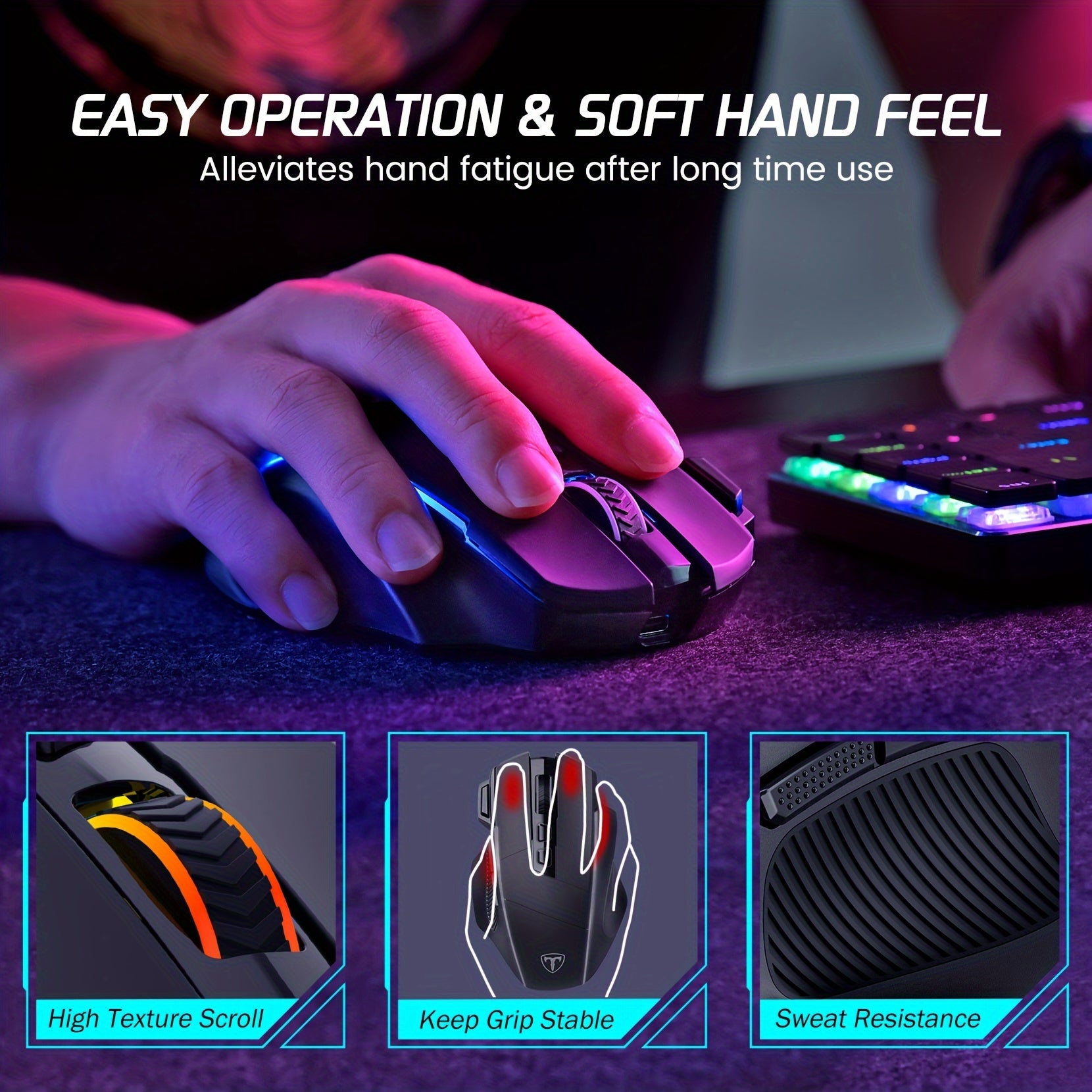 Wireless Gaming Mouse, Tri-Mode 2.4G/USB-C/Wireless - Cyber Setups -