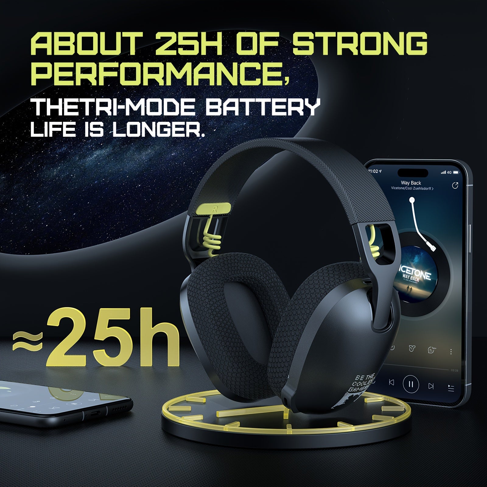 ONIKUMA Wireless Gaming Headset – 25H Battery, Noise Cancellation, Anime & Animal Themed, Waterproof - Cyber Setups - BLACK