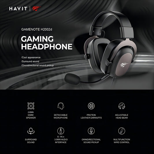 HAVIT Gaming Headset with Microphone – Noise Cancellation, 3D Surround Sound, Wired for Xbox, PS5, PC - Cyber Setups - Black