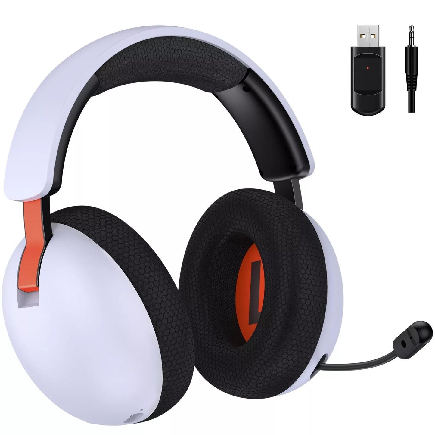 2.4GHz Wireless Gaming Headset – Lag-Free, Multiplatform Headphones for PS5, PS4, PC - Cyber Setups - White