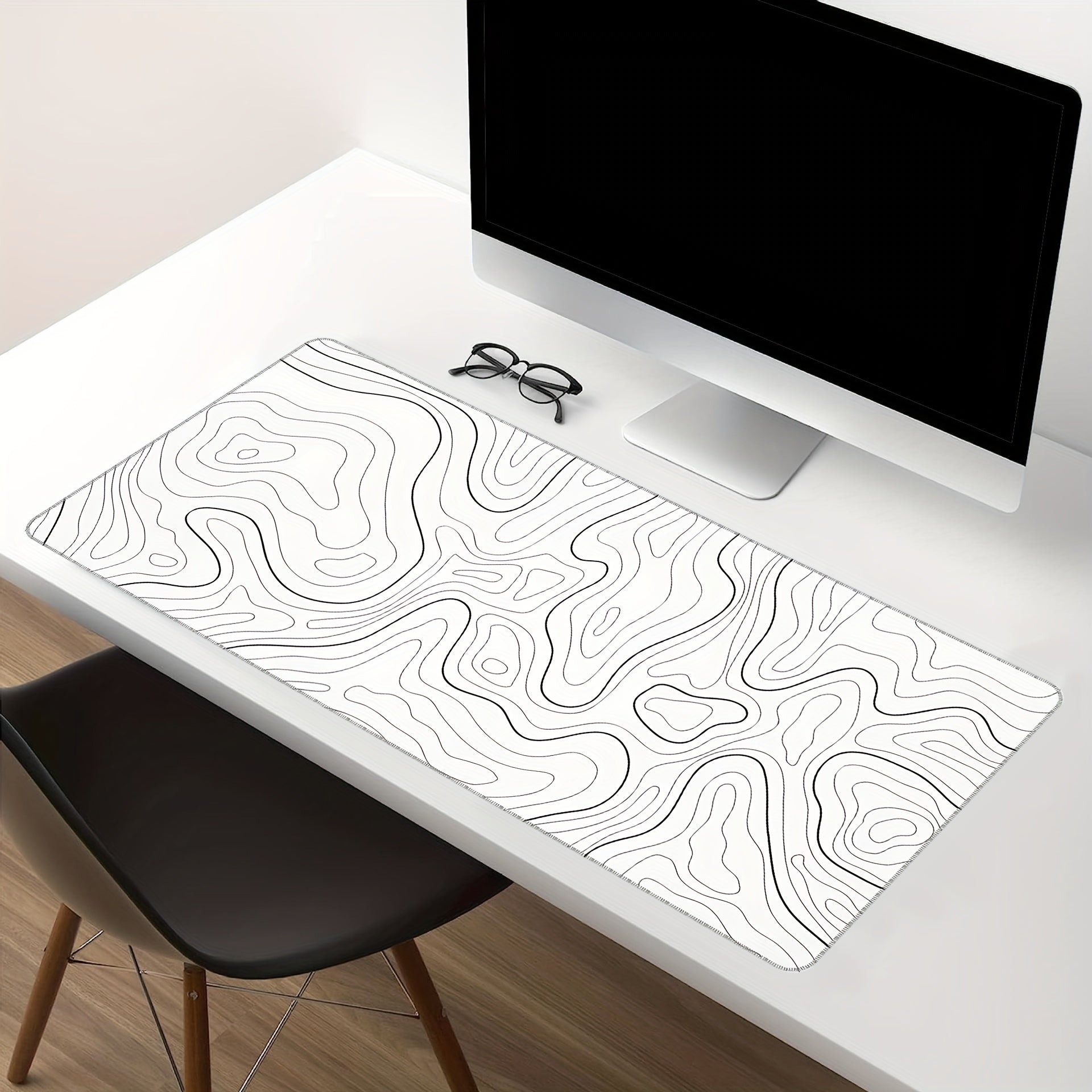 Black and white terrain line large mouse pad - Cyber Setups -