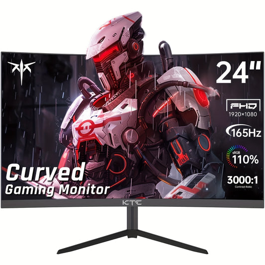 24 Inch Curved Gaming Monitor, 165Hz FHD 1080P - Cyber Setups - Black