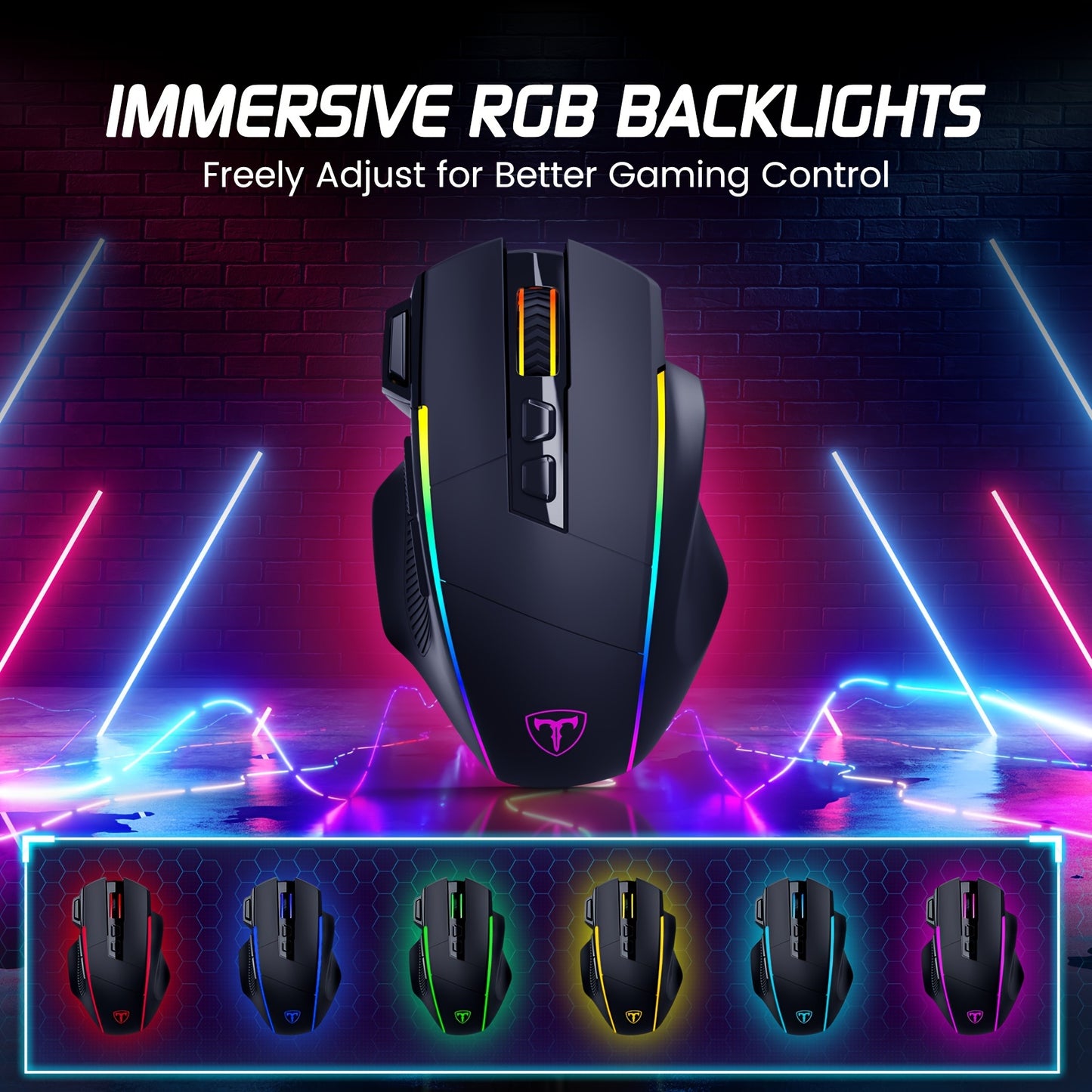 Wireless Gaming Mouse, Tri-Mode 2.4G/USB-C/Wireless - Cyber Setups - Black