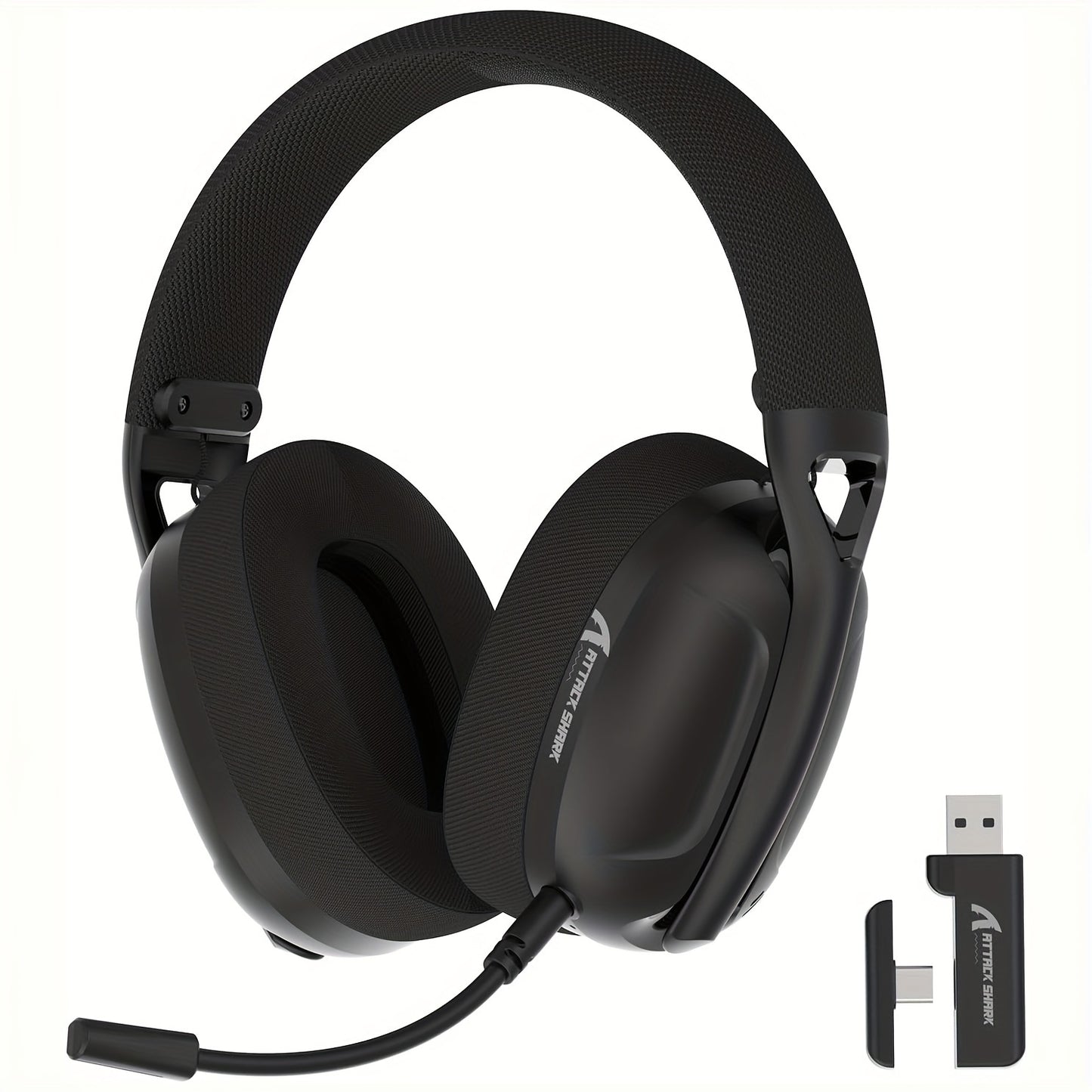 ATTACK SHARK L80 Lightweight Wireless Gaming Headset – 50H Battery, Noise Cancellation - Cyber Setups - Black