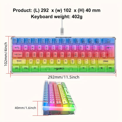 Full Transparent 61 Key Keyboard - Cyber Setups - V700TM