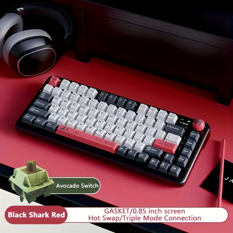 AJAZZ AK820 MAX Wireless Mechanical Keyboard - Cyber Setups - Black and Grey Avocado Switch